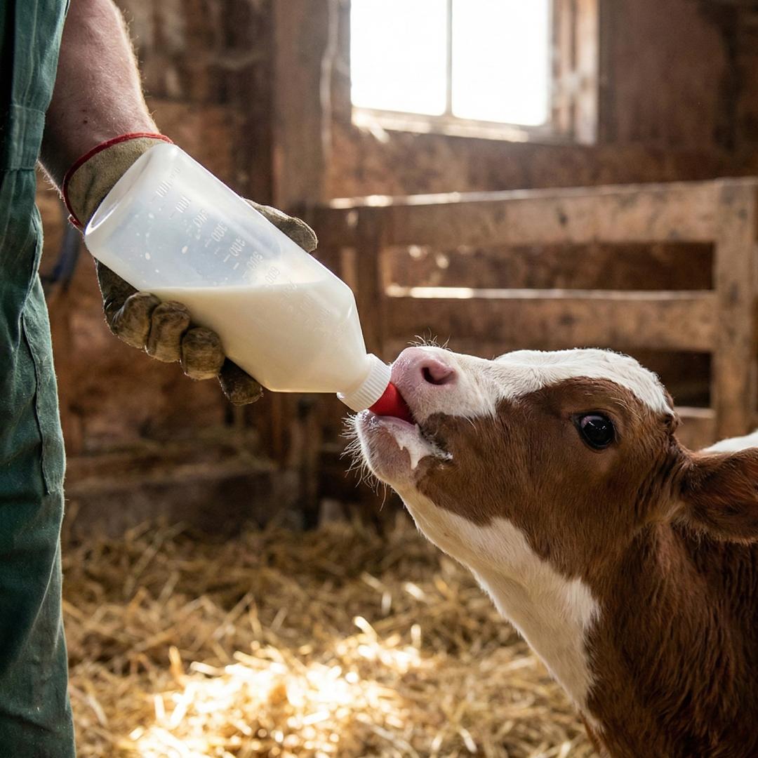 Bidon alăptare viței 1L cu tetină roșie și scară gradată