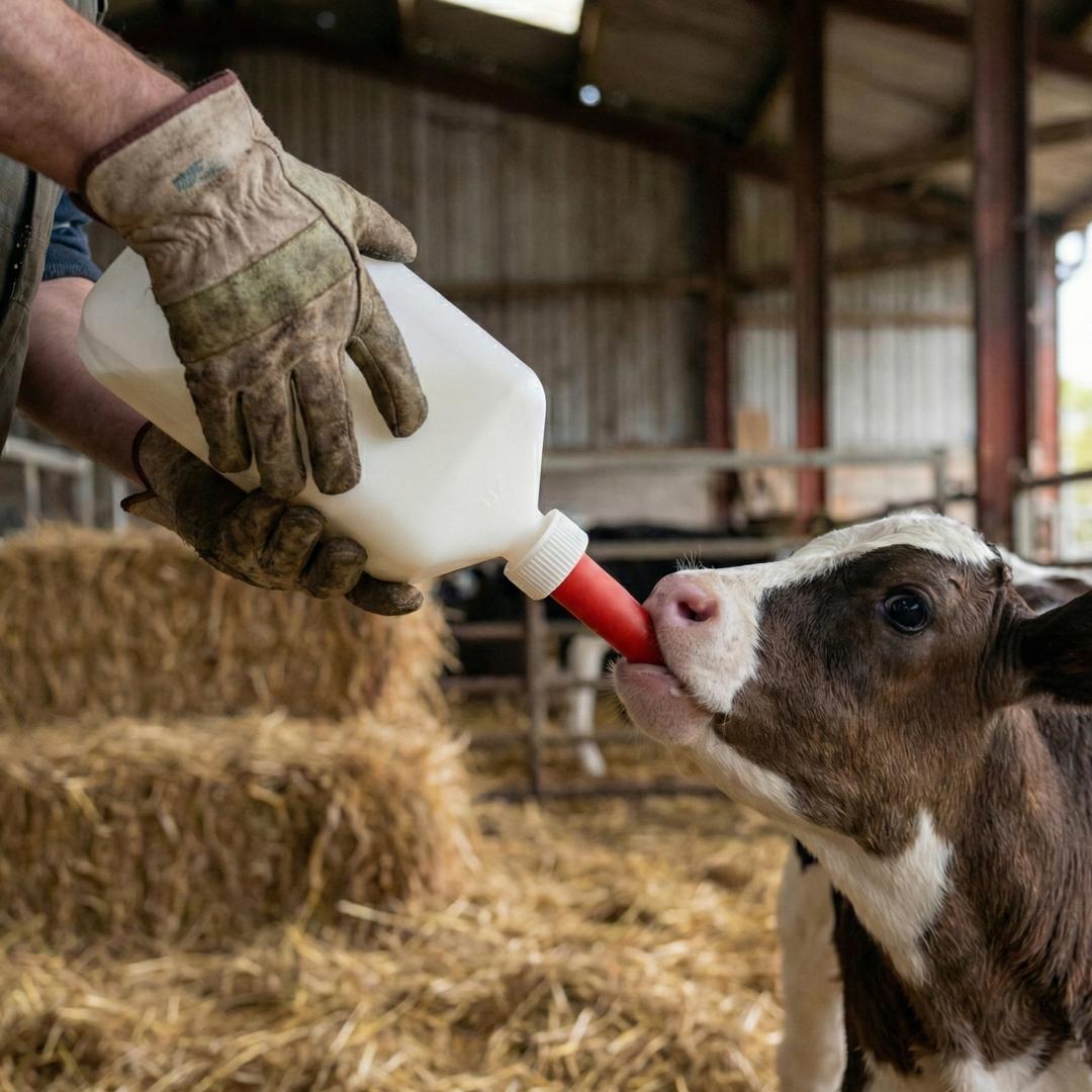 Calf Feeding Bottle 2L with Red Teat and Measuring Scale