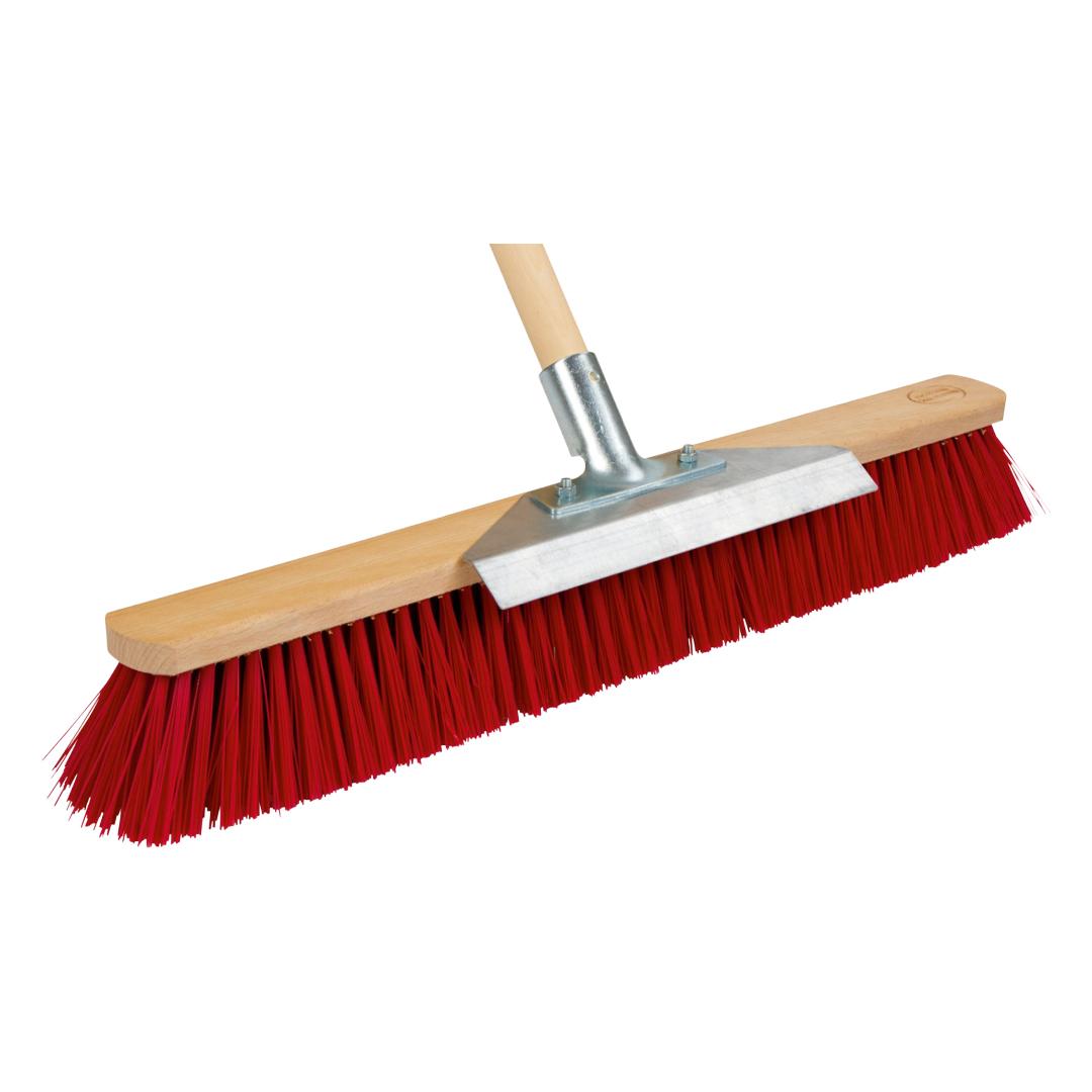 Large broom with scraping edge