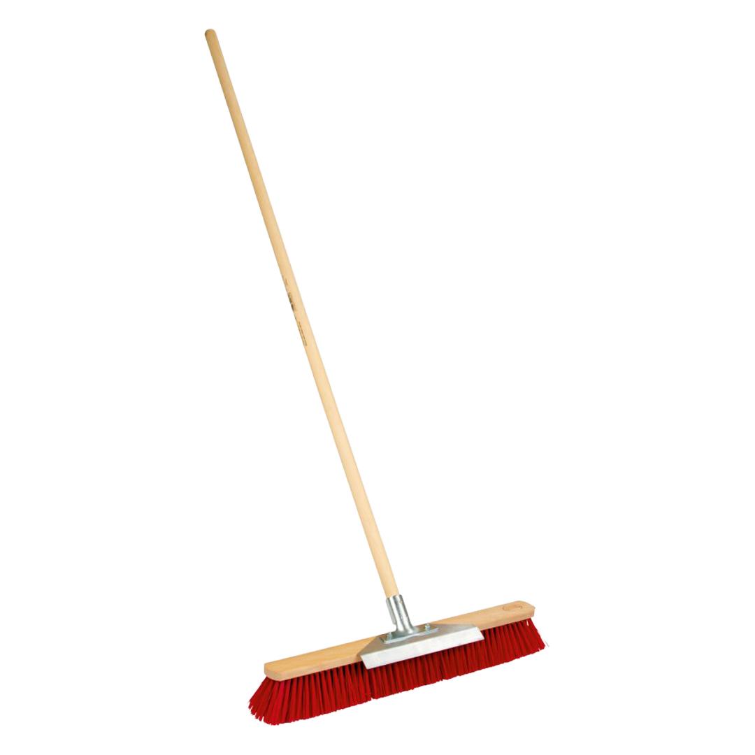 Large broom with scraping edge