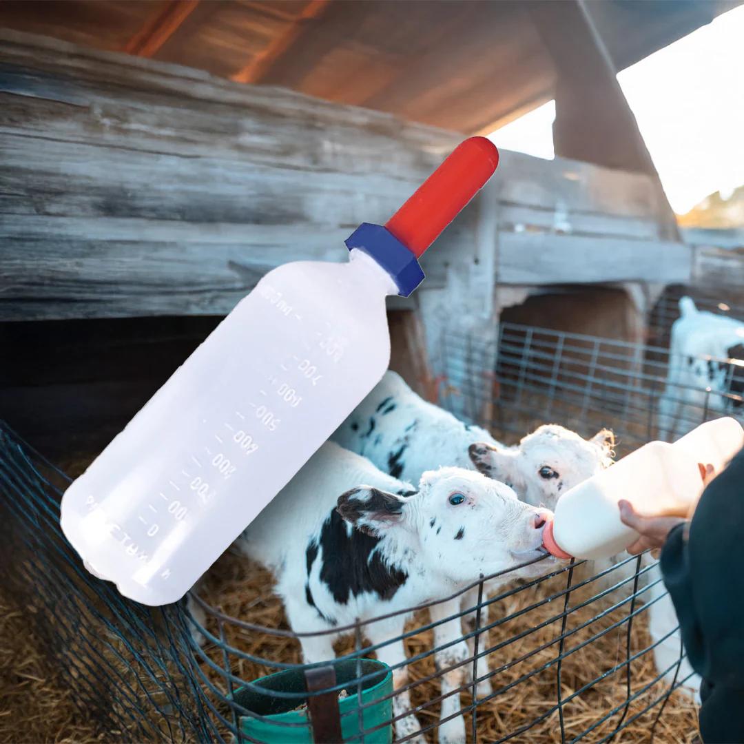 Bidon alăptare viței 1L cu tetină roșie și scară gradată