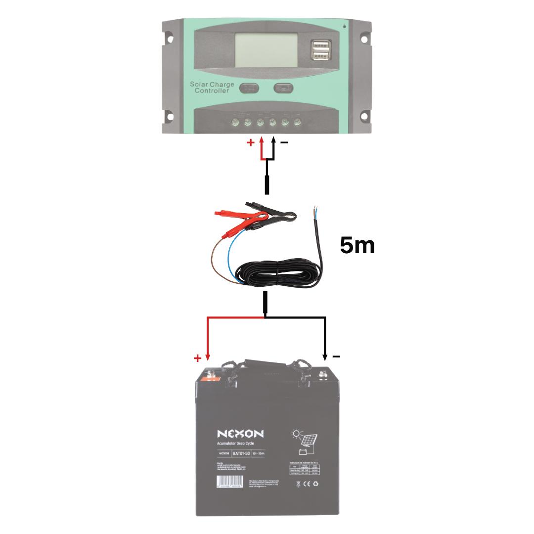 Crocodile Clamp Cable 5m Battery–PWM NEXON