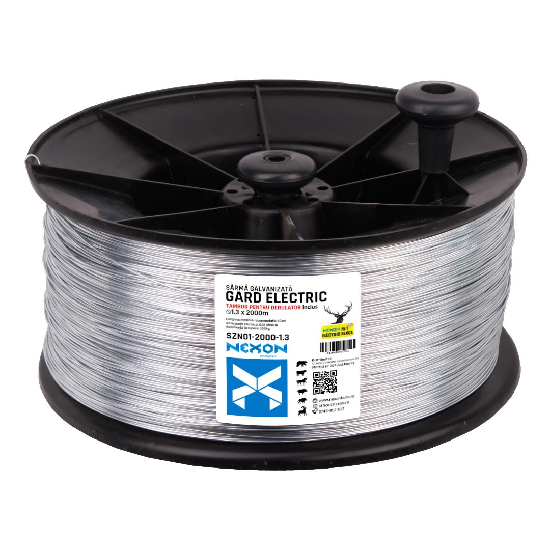 Sarma zincata gard electric NEXON 1.3mm 2000m 1lite ±200kg cu tambur