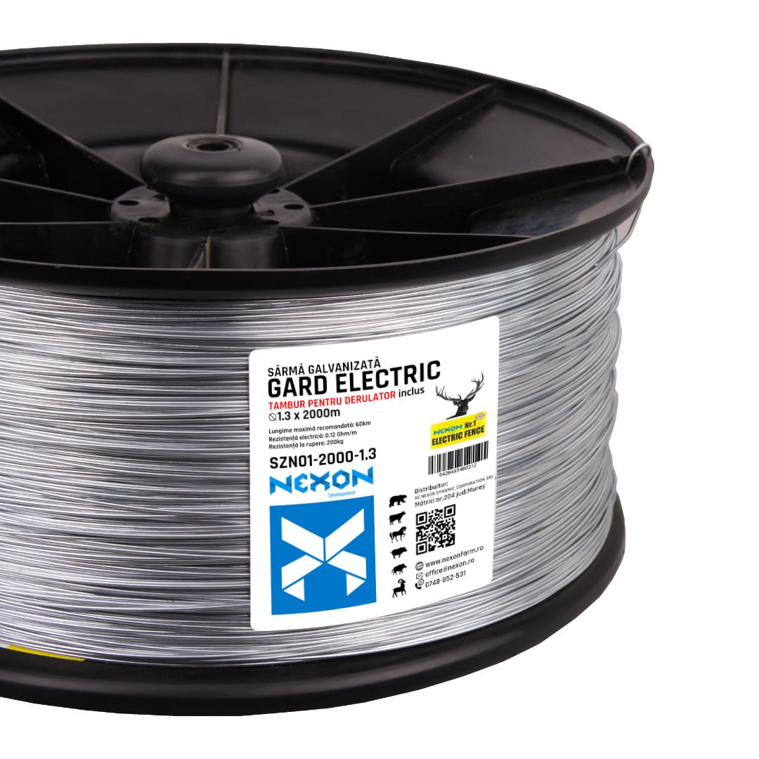 Sarma zincata gard electric NEXON 1.3mm 2000m 1lite ±200kg cu tambur