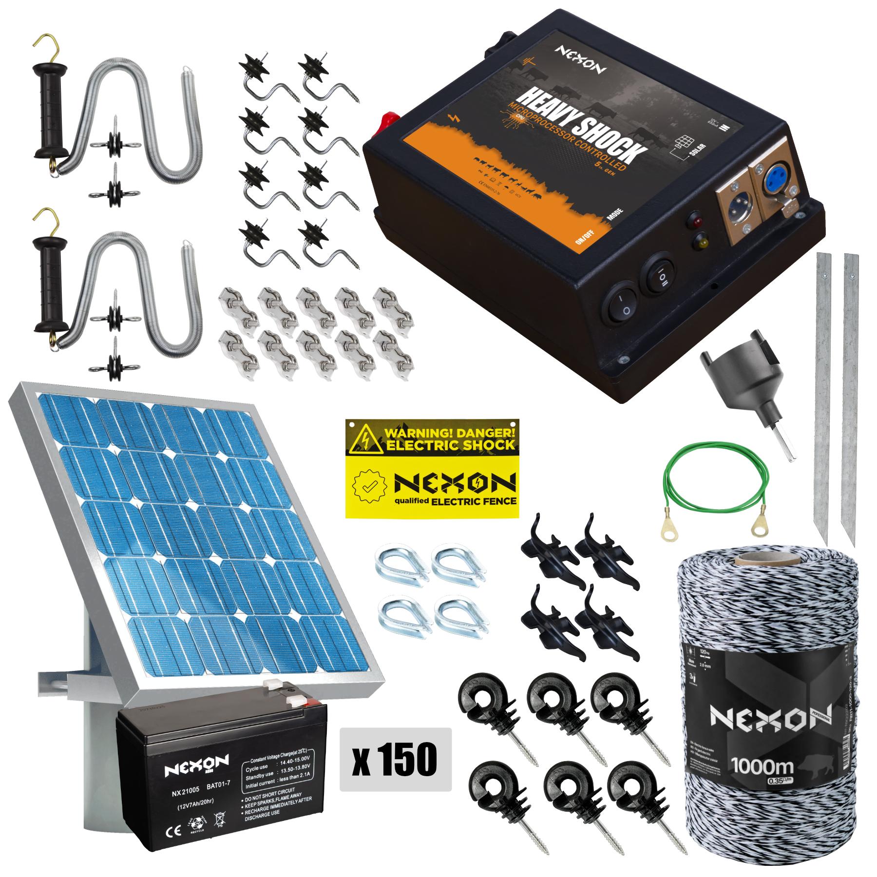Electric Fence Kit NEXON HeavyShock PRO 2.5J with Solar, 1000m