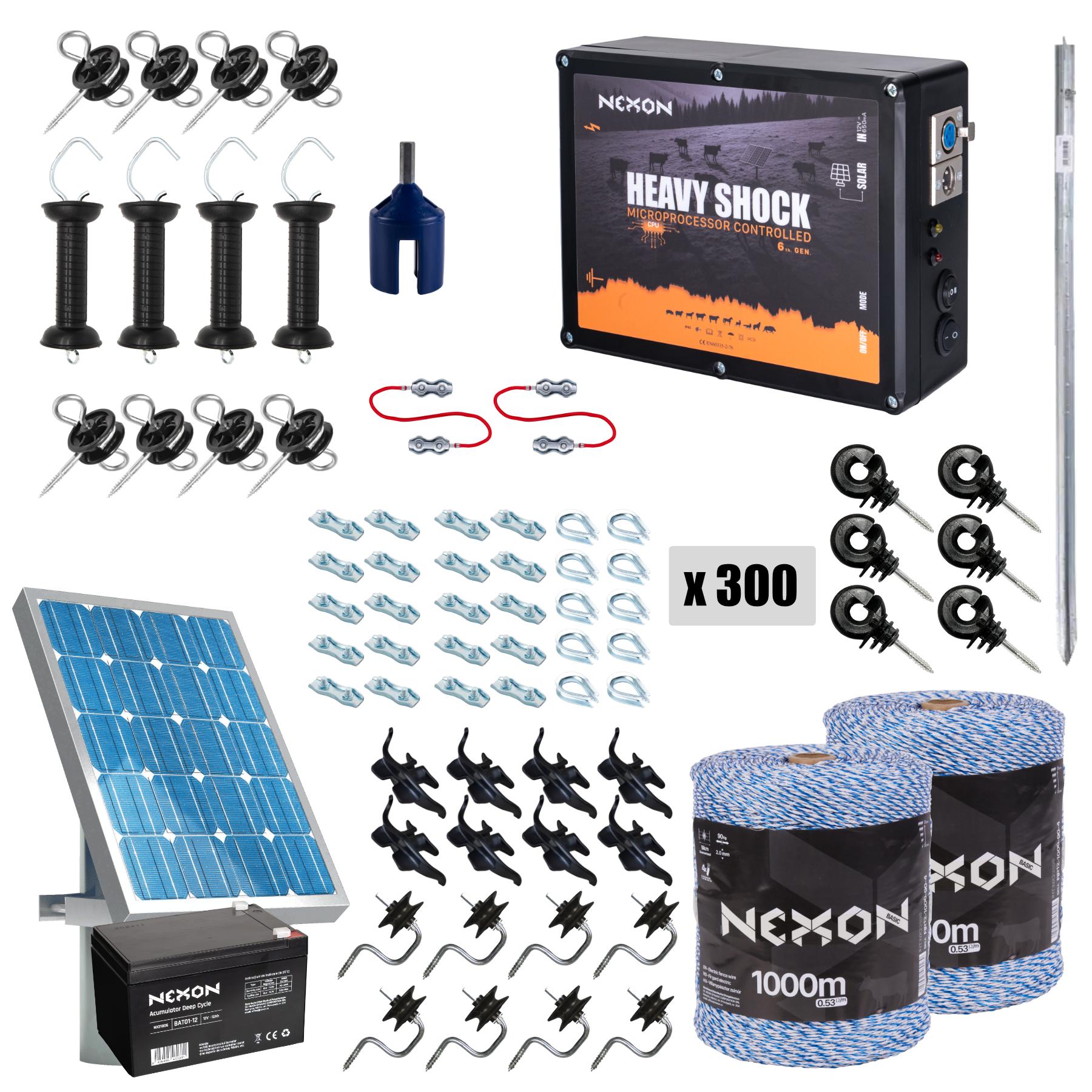 Pachet gard electric NEXON HeavyShock PRO 2.5J, Fir BASIC 2000 m, 4 lite, 90 kg