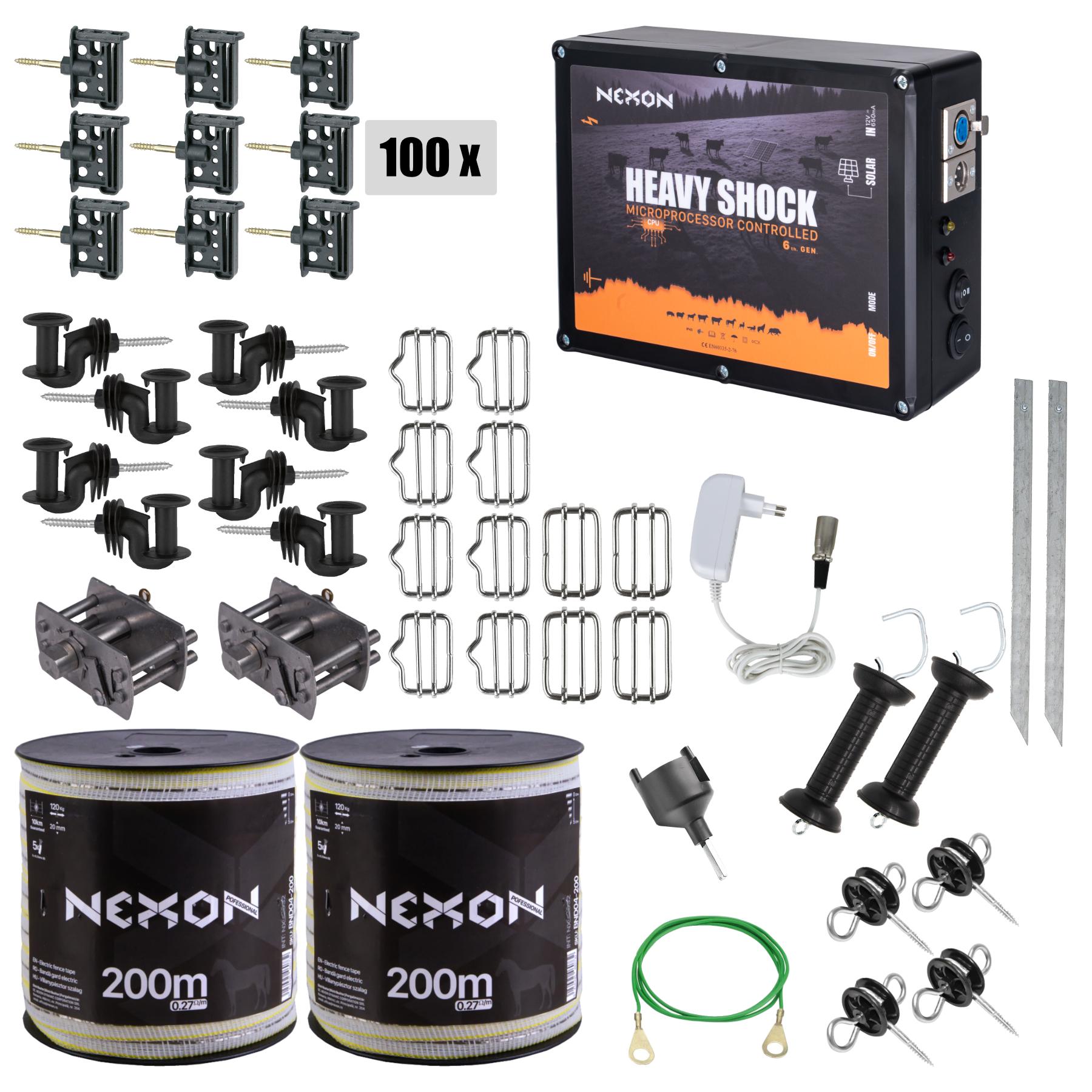 Villanypásztor csomag NEXON HeavyShock PRO 5.0J, Szalag 400m, 5 szál, 120kg