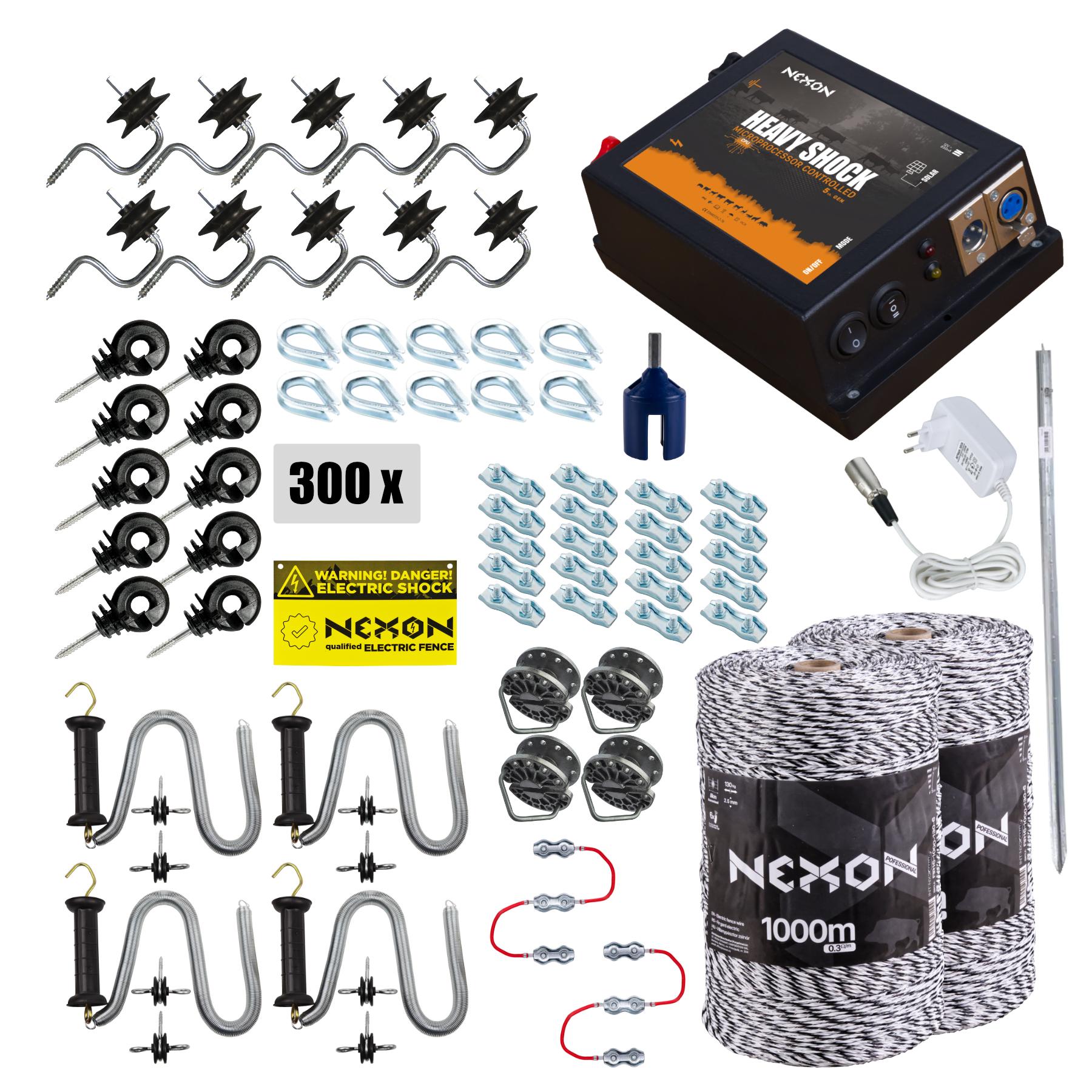 Teljes villanypásztor csomag NEXON HeavyShock PRO 5.0 J, 12V/230V, 2000m zsinór 6 fémszál 120kg