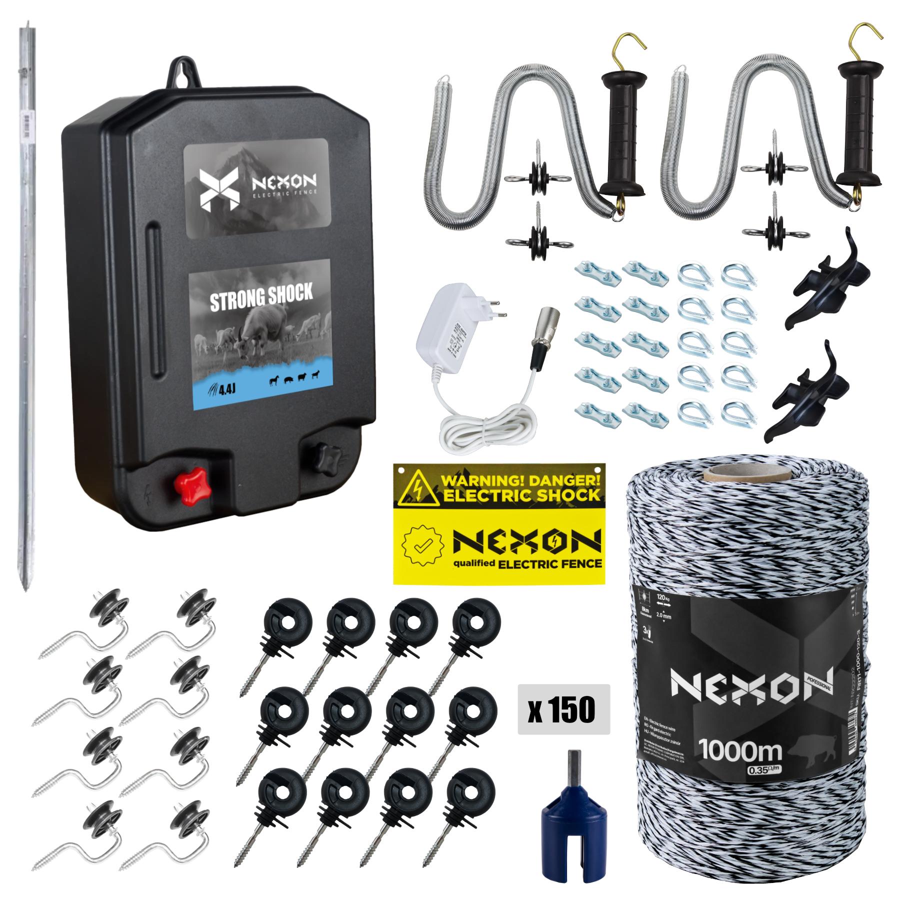 NEXON StrongShock 4.4J teljes villanypásztor csomag, 12V/230V, 1000m zsinórral