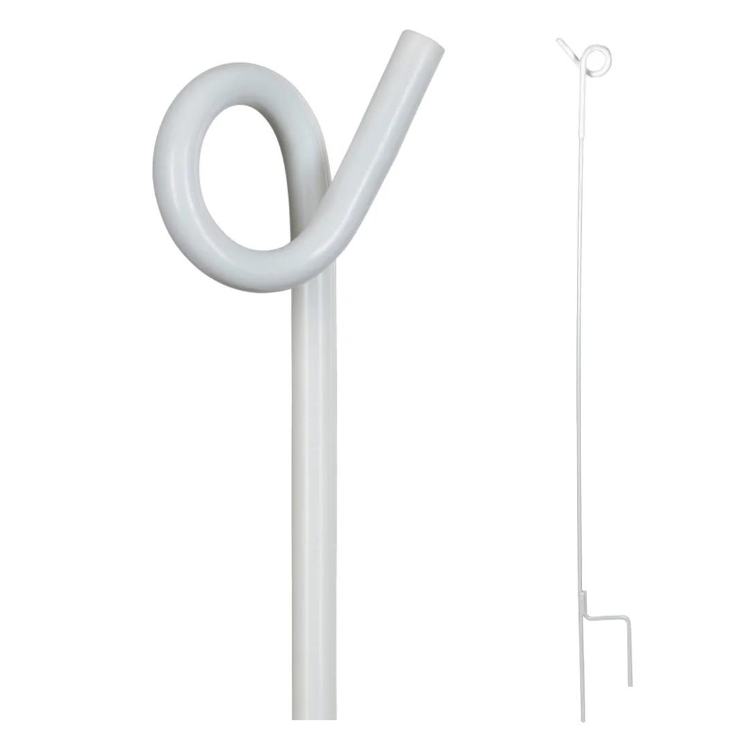 Metal post with fixing ring 7mm 105cm white