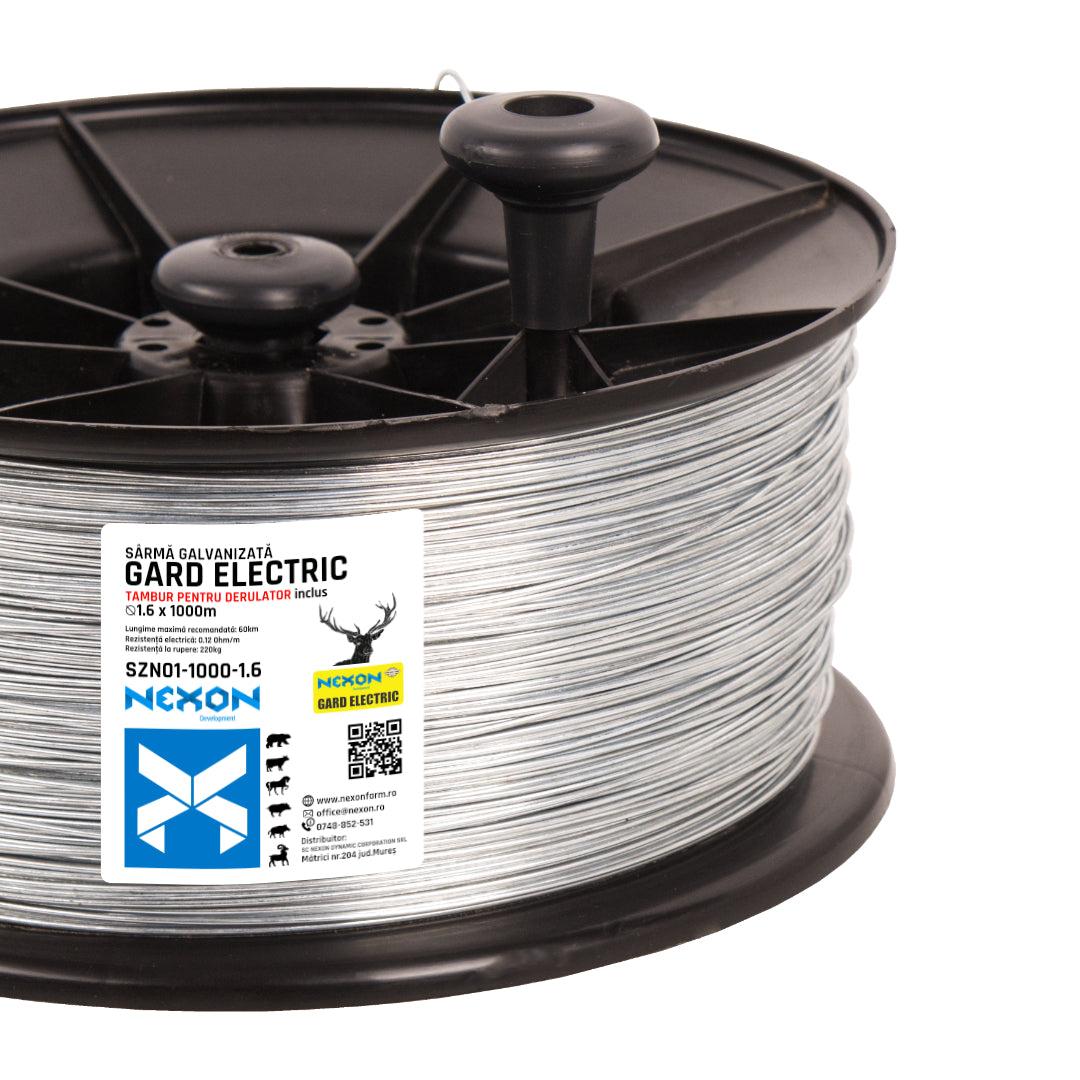 NEXON Horganyzott drót villanypásztorhoz 1.6mm, 1000m, 220kg, dobbal, 1. oszatály
