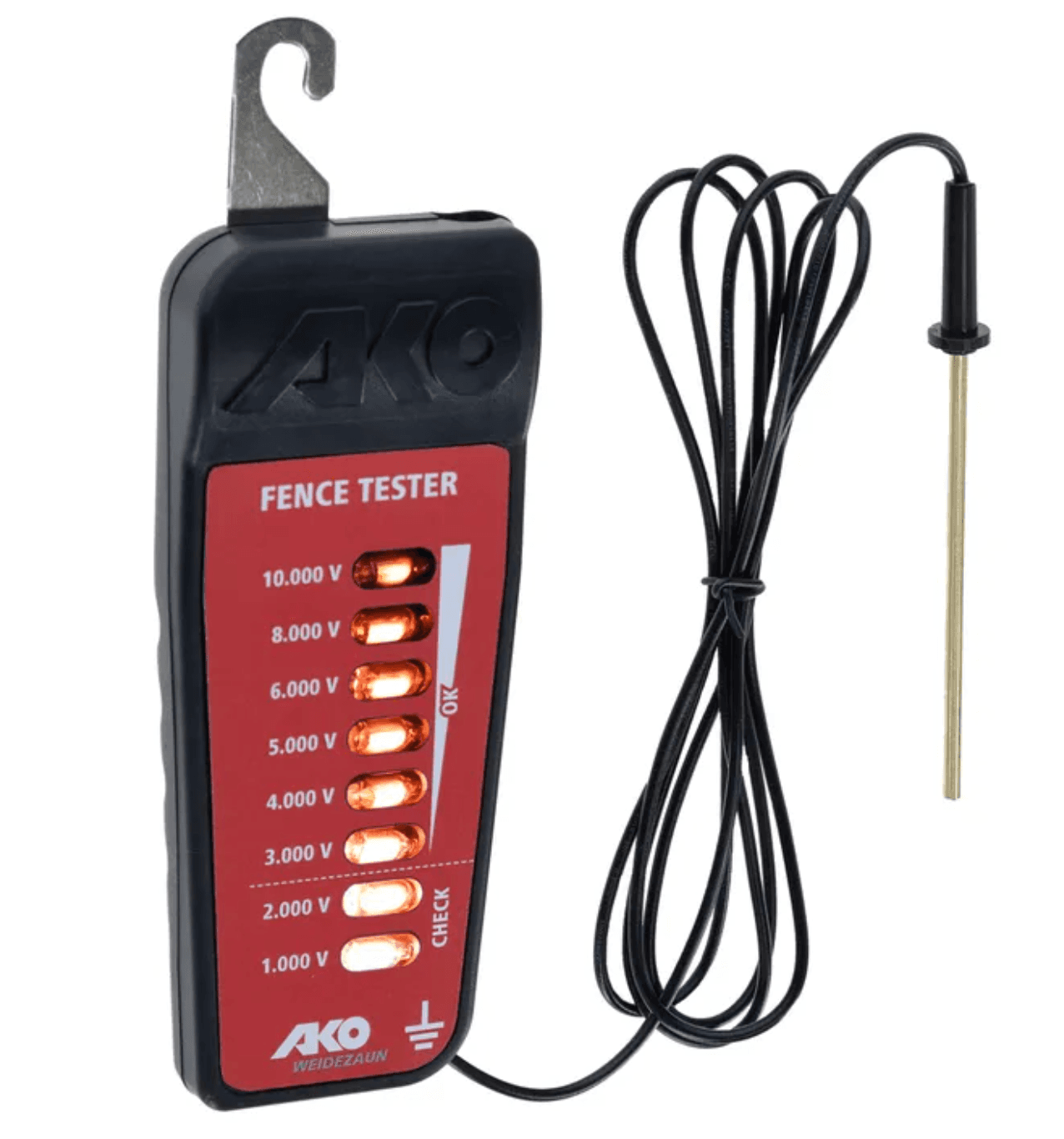 AKO 2022 Electric Fence Voltage Tester, 8 LEDs, 1,000–10,000 V