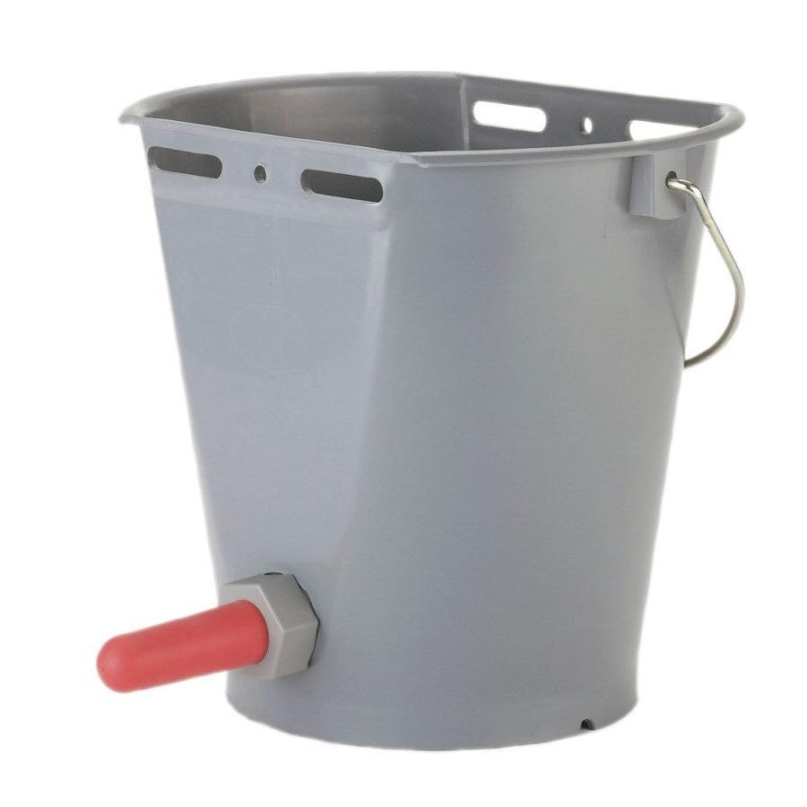 Calf feeding bucket 8L with teat – grey