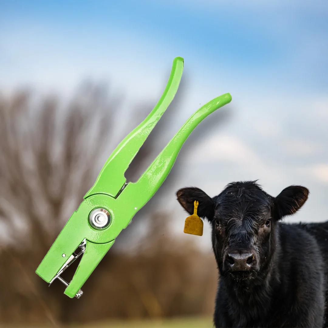 Green ear tag applicator with pin