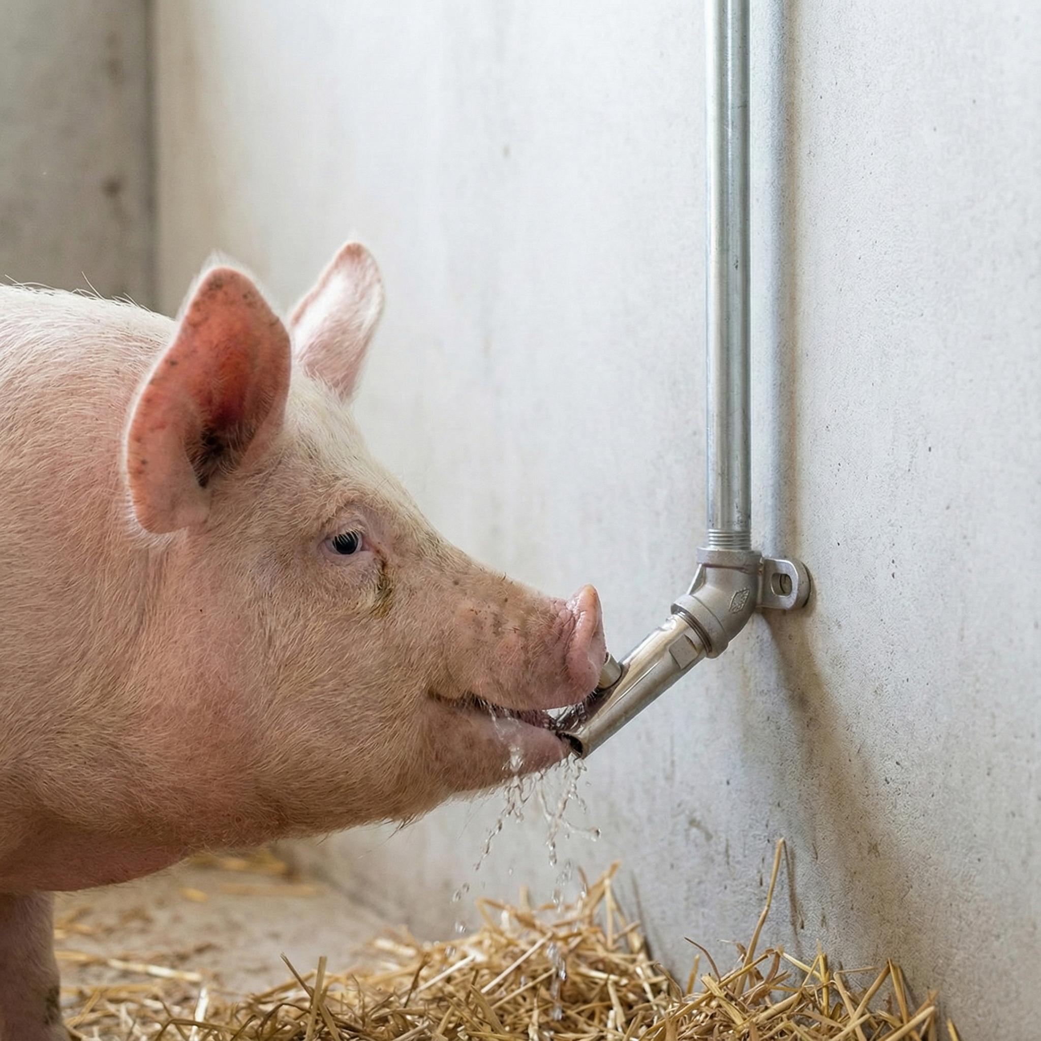 Itató szett sertéseknek – 50 cm-es horganyzott cső + 45°-os könyök + inox itatószelep