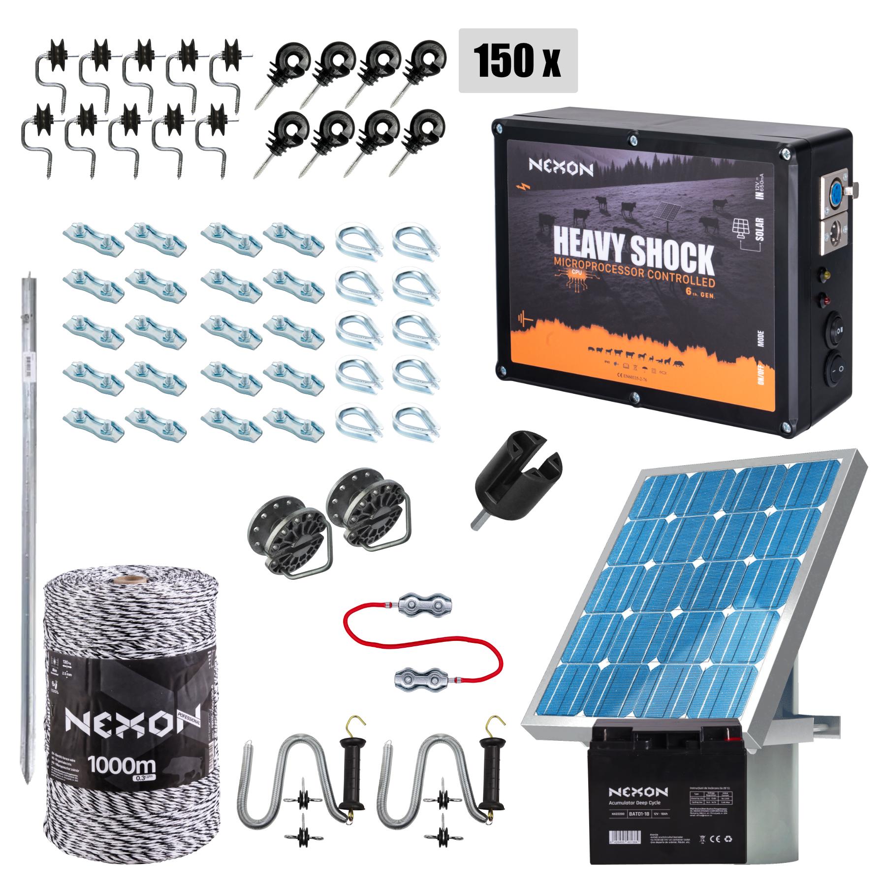 Pachet gard electric NEXON HeavyShock PRO 5.0J cu Solar, Fir 1000m, 130kg