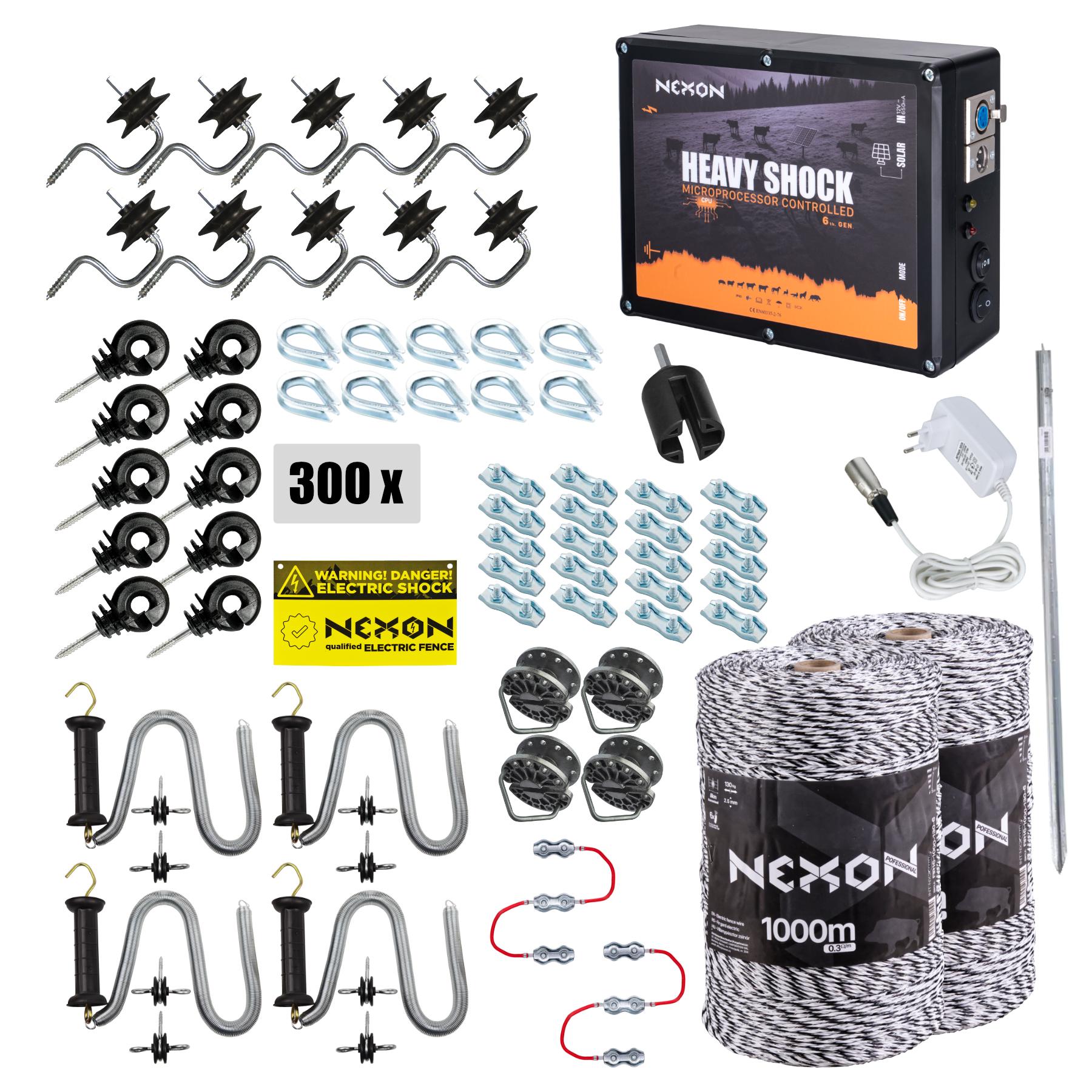 Pachet gard electric NEXON HeavyShock PRO 5.0J, fir 2000m, 6 lite, 120kg