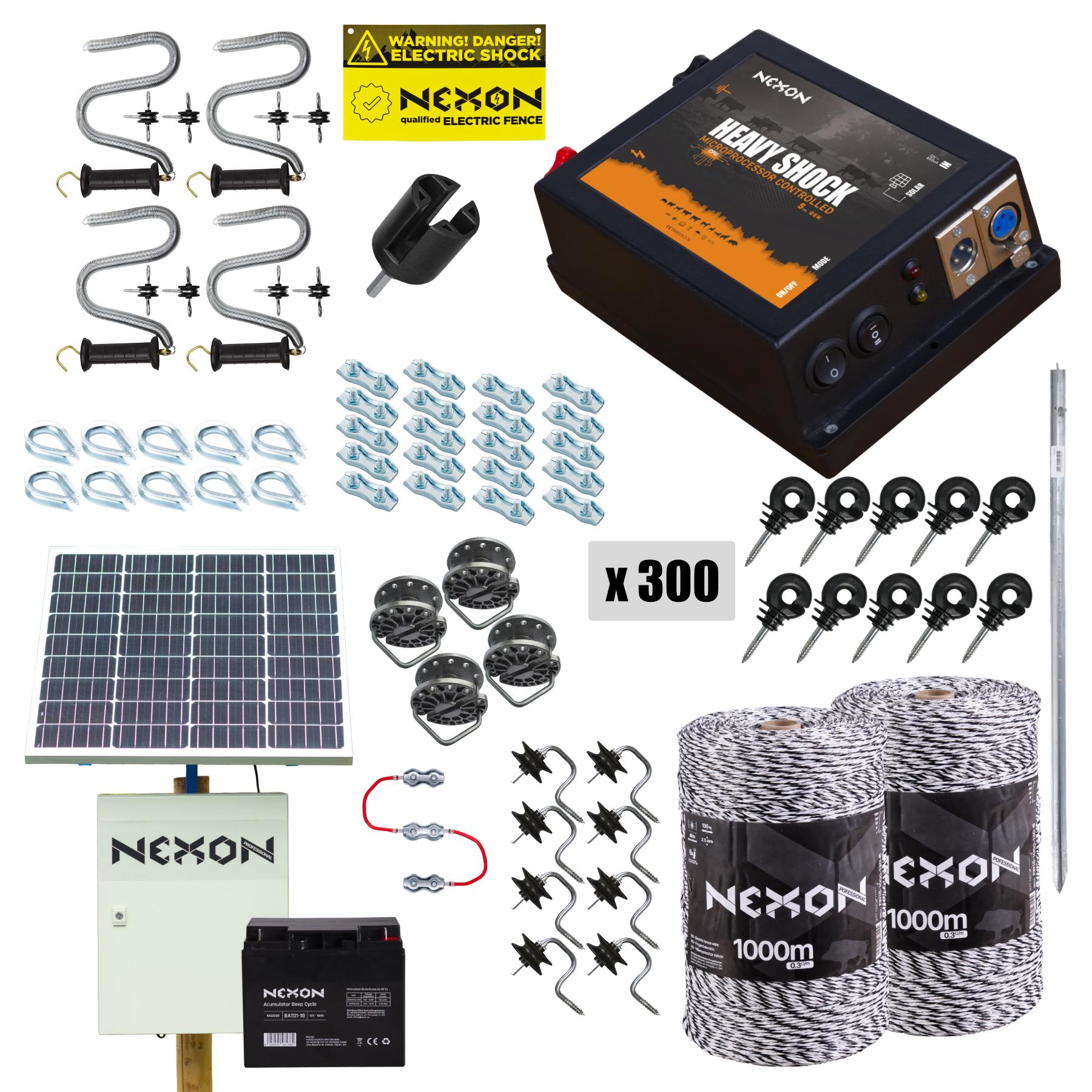 Pachet gard electric NEXON HeavyShock PRO 5.0J cu Solar, Fir 2000m, 130kg