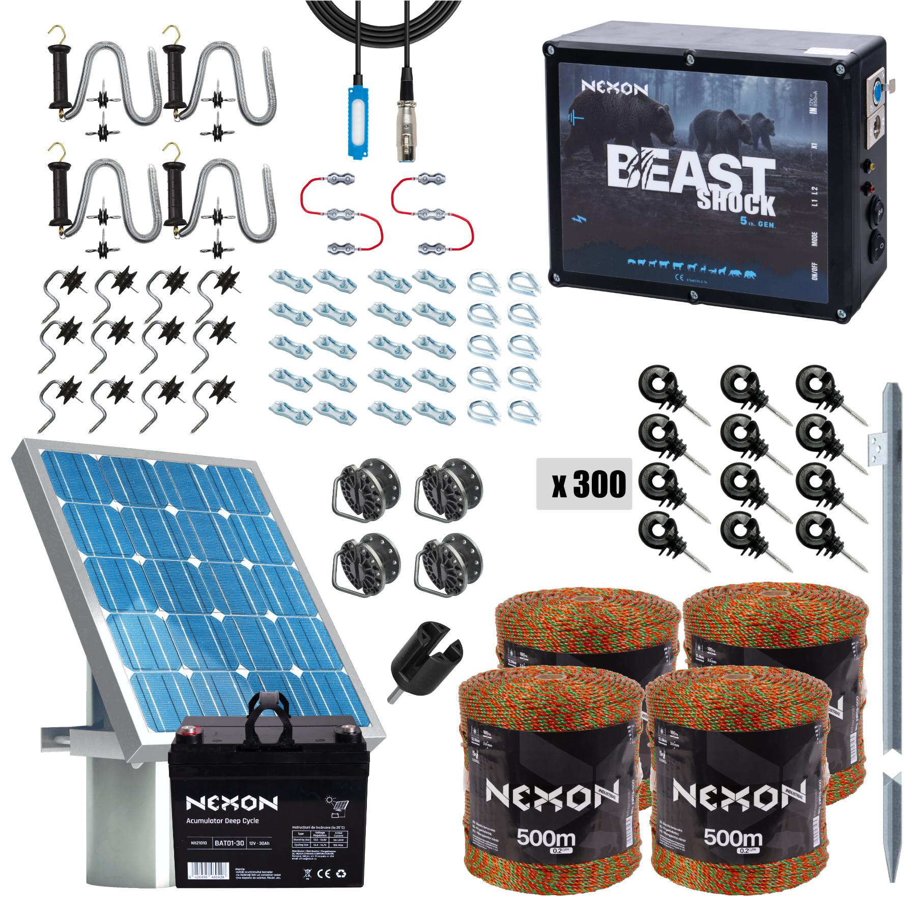 Pachet gard electric NEXON BeastShock 8.5J, Fir 2000 m, 5 lite, 180 kg
