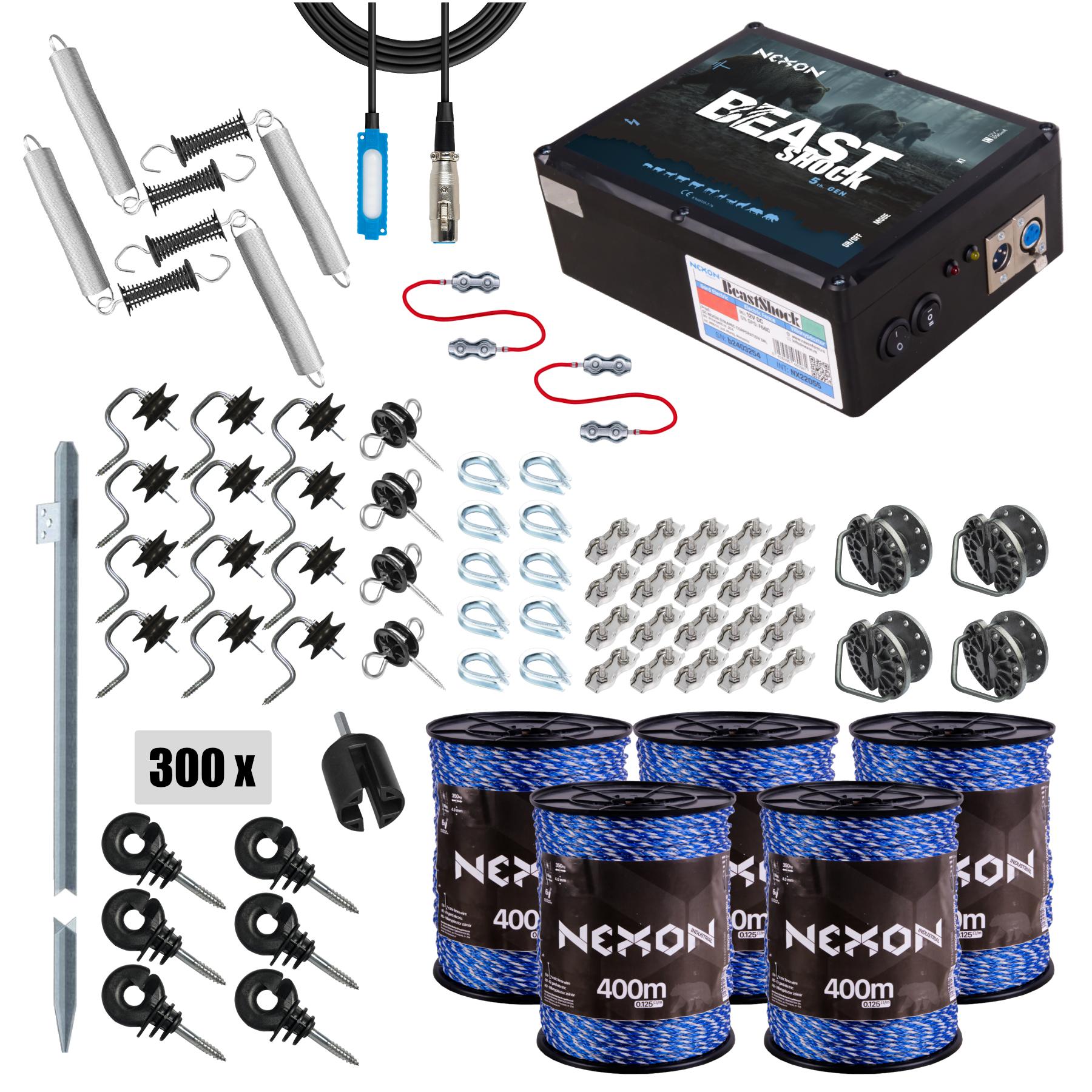 Electric fence kit NEXON BeastShock 8.5J, Polywire 2000 m, 6 strands, 350 kg