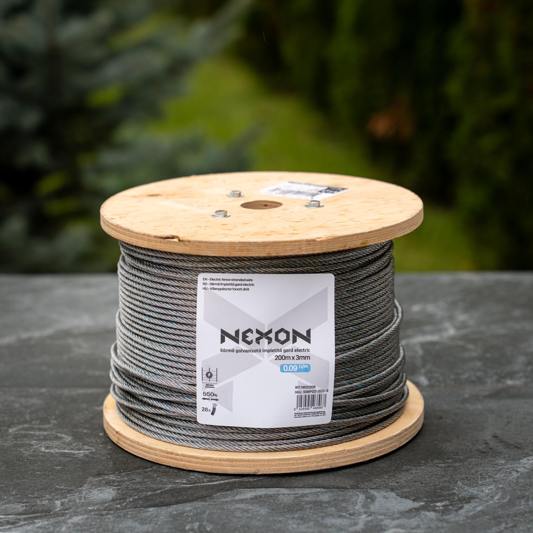 Sârmă împletitǎ din oțel zincat NEXON 3mm, 28 lițe, 200m, 550kg