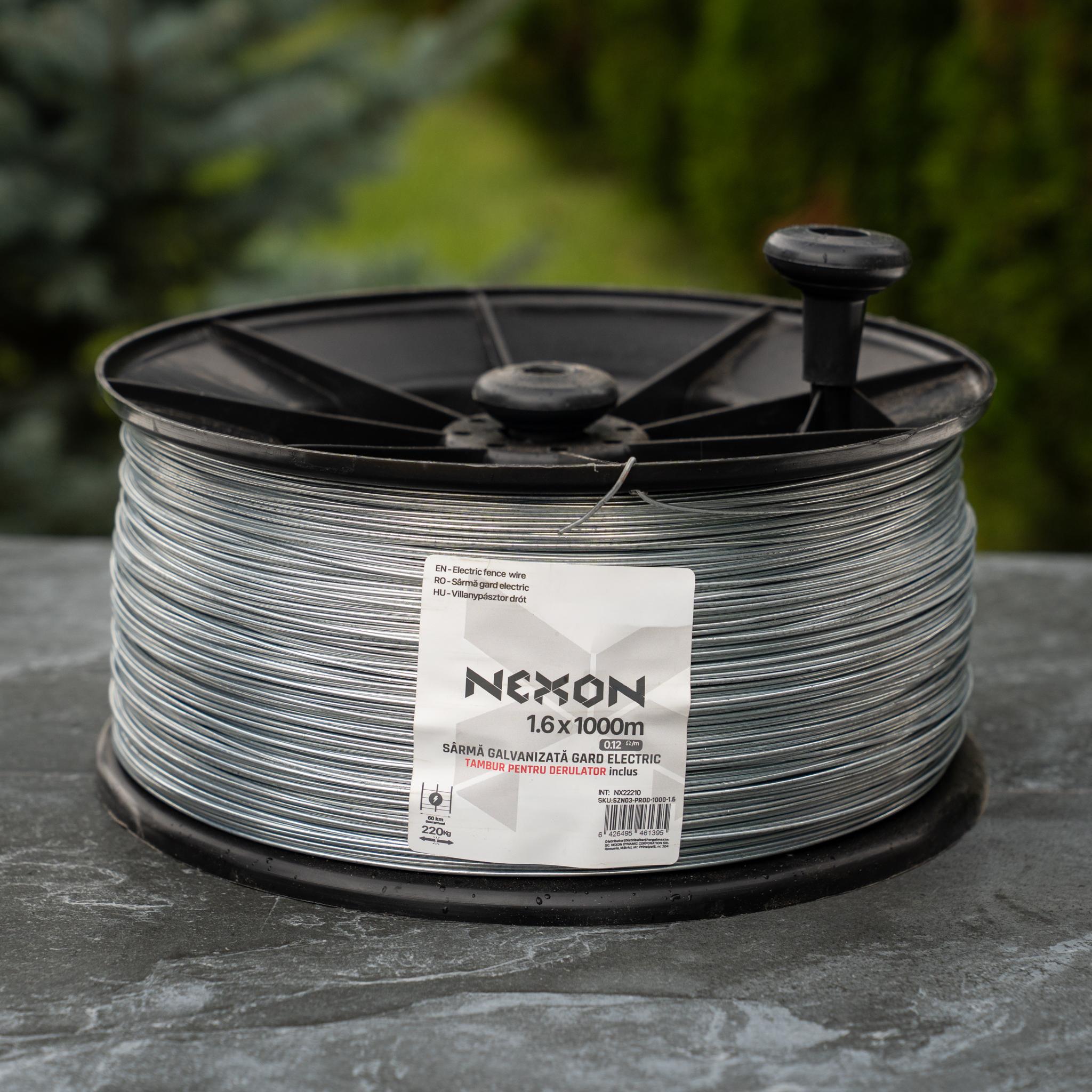 Galvanized Electric Fence Wire NEXON 1.6mm, 1000m, 220kg with Drum, Grade 1