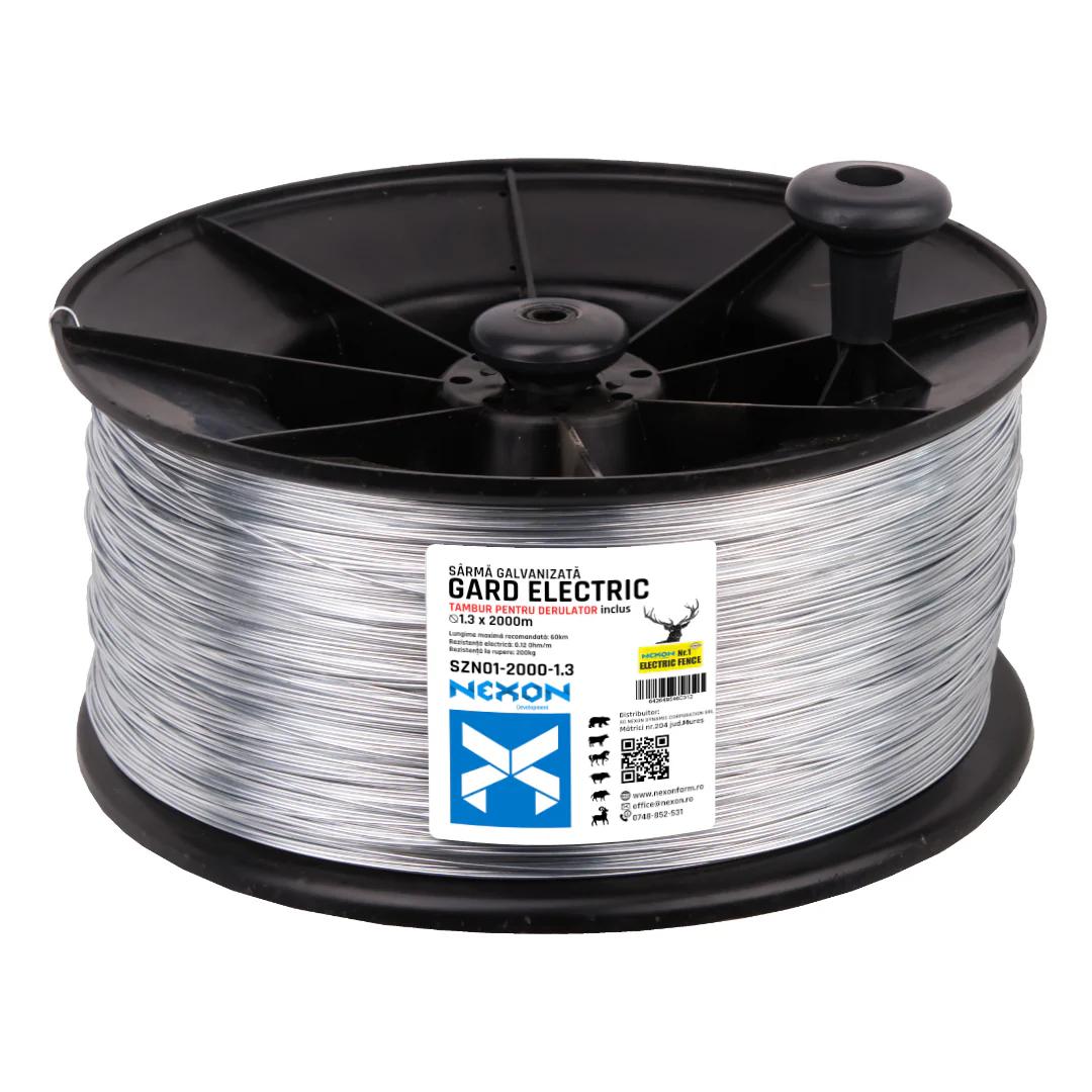 NEXON Galvanized Electric Fence Wire 1.3mm 2000m, 200kg, Quality 1 with Drum
